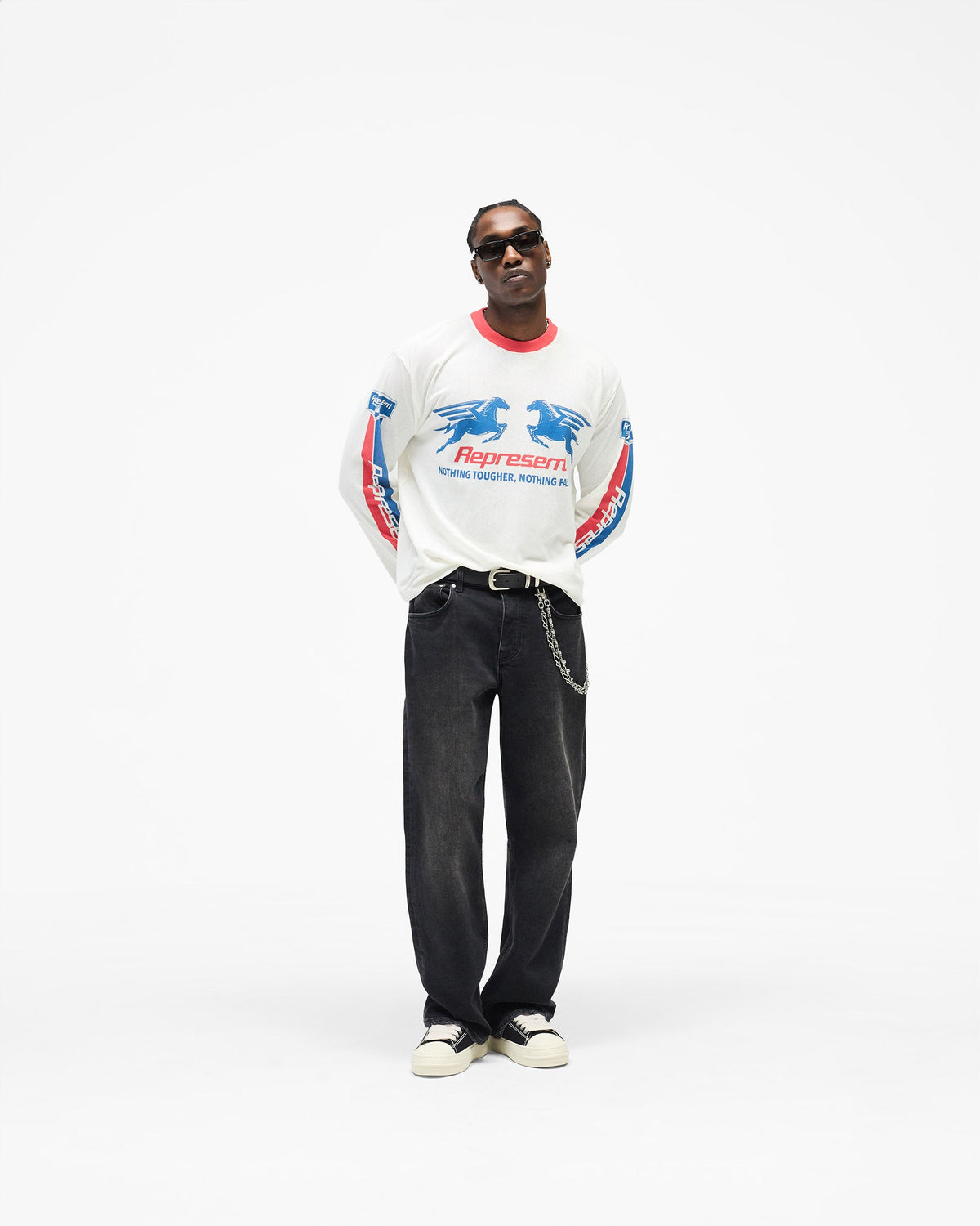 REPRESENT Mesh Pegasus Long Sleeve T-Shirt - Flat White