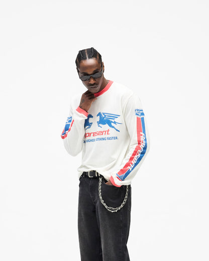 REPRESENT Mesh Pegasus Long Sleeve T-Shirt - Flat White