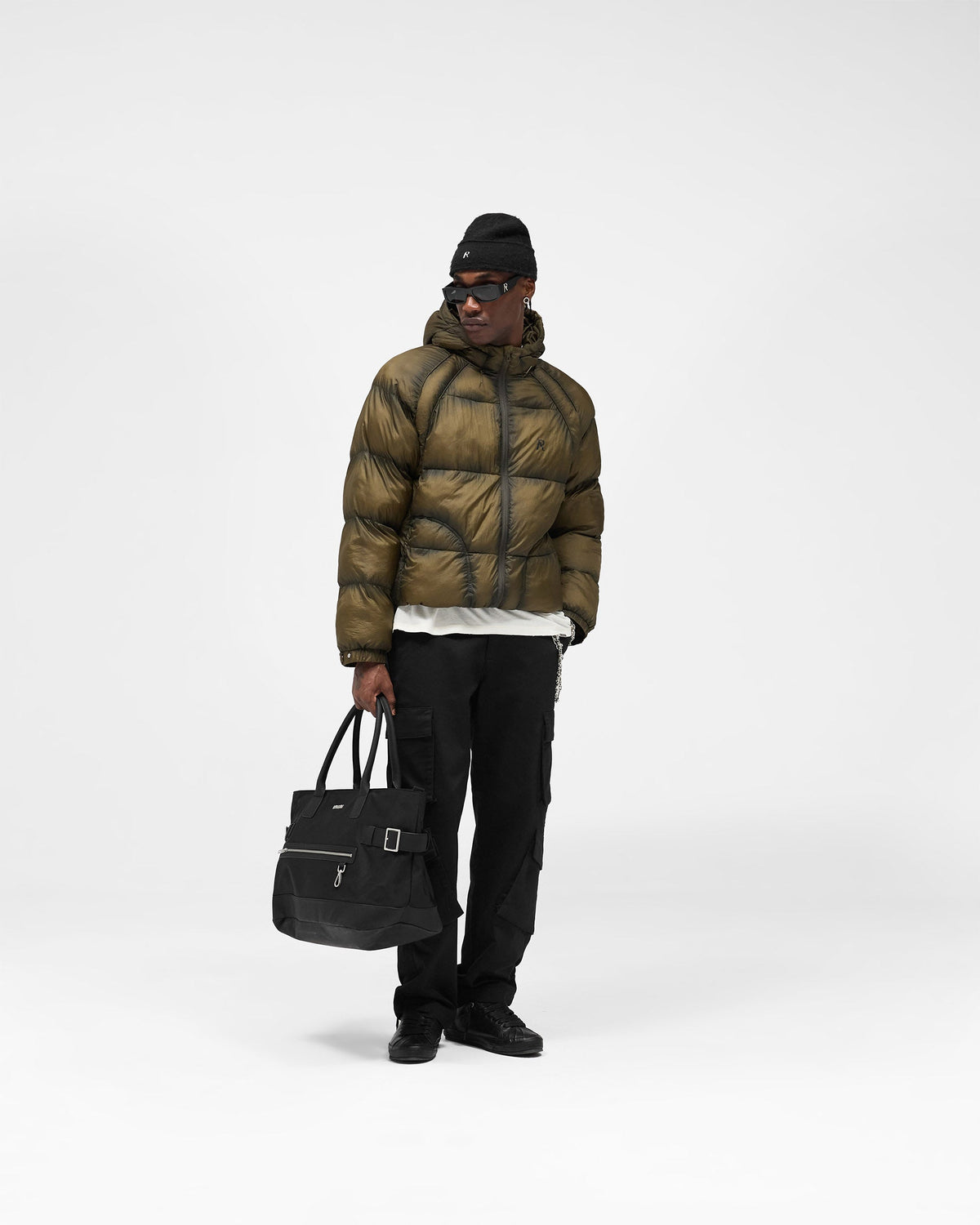 REPRESENT Translucent Hooded Puffer - Dark Olive