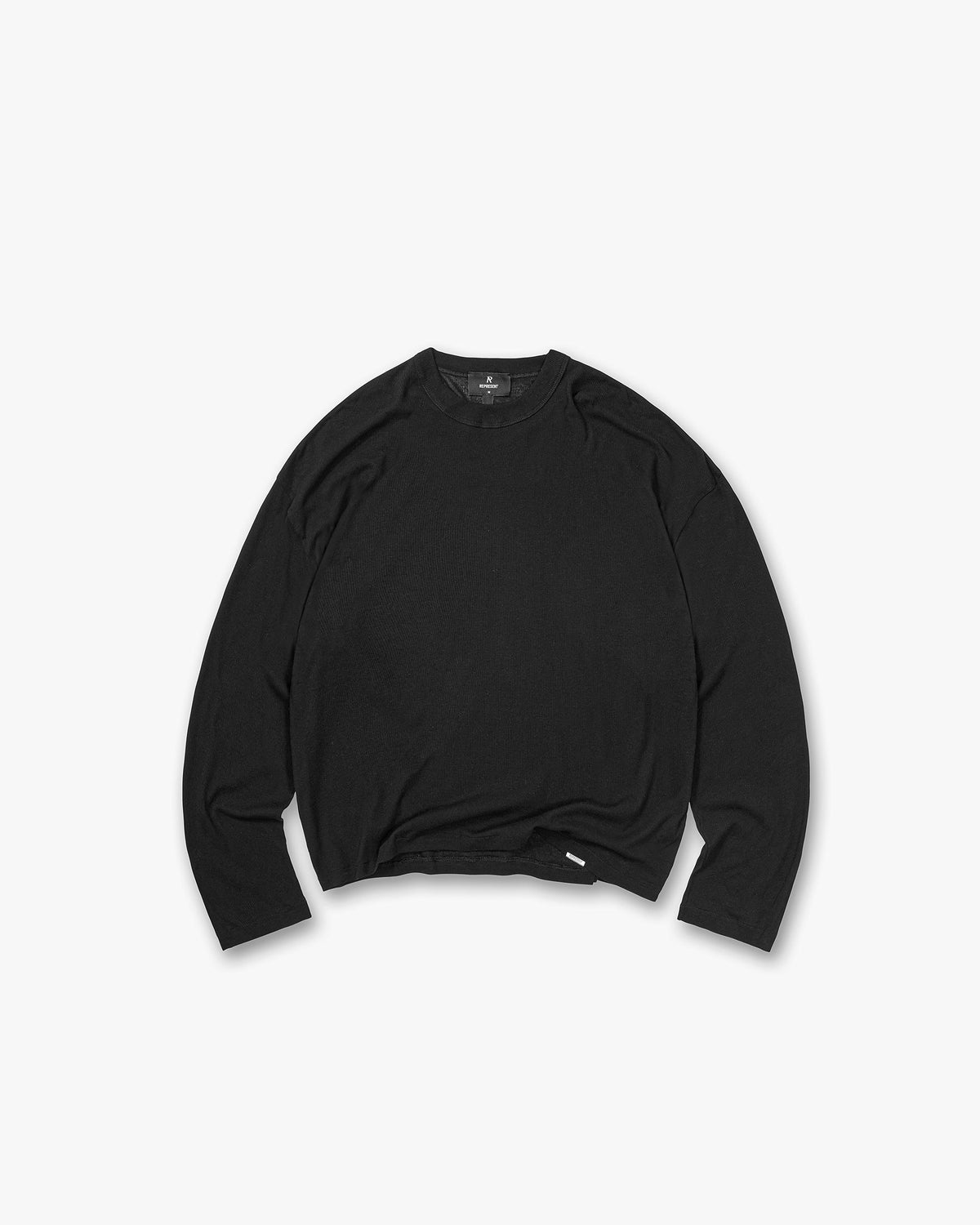 REPRESENT Initial Sheer Rib Long Sleeve T-Shirt - Jet Black