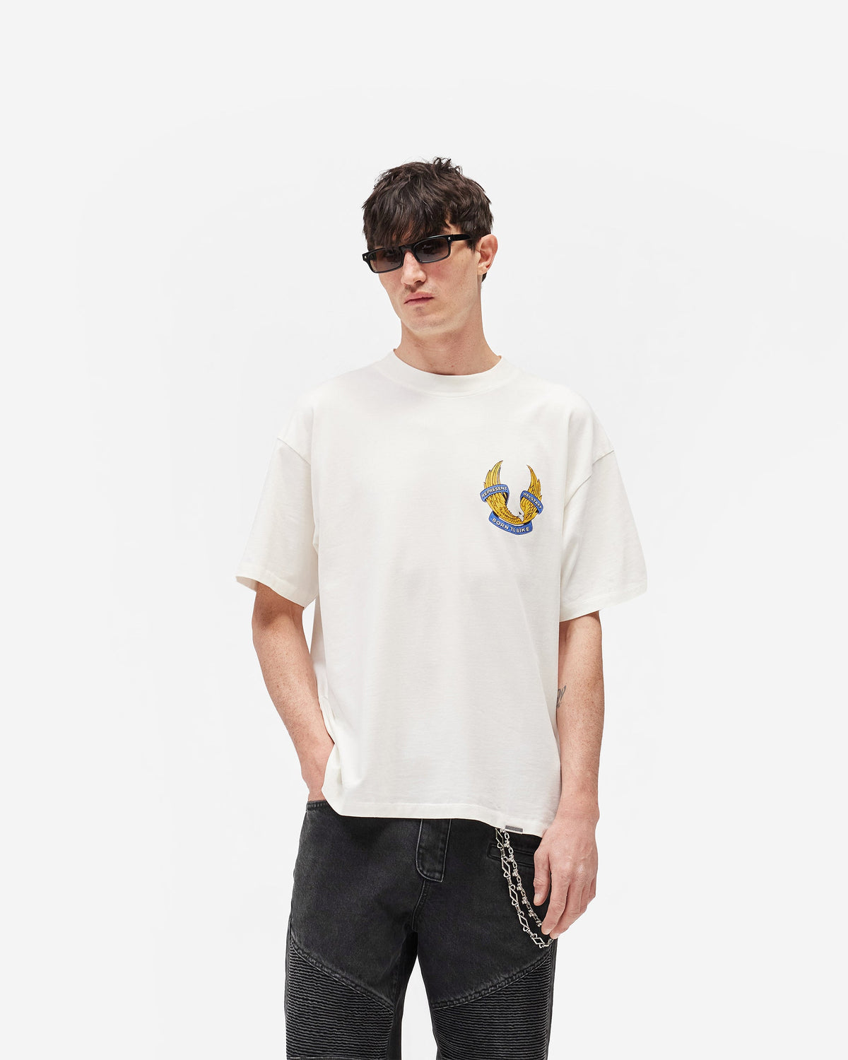 REPRESENT Represent X Belstaff Born To Bike T-Shirt - Flat White