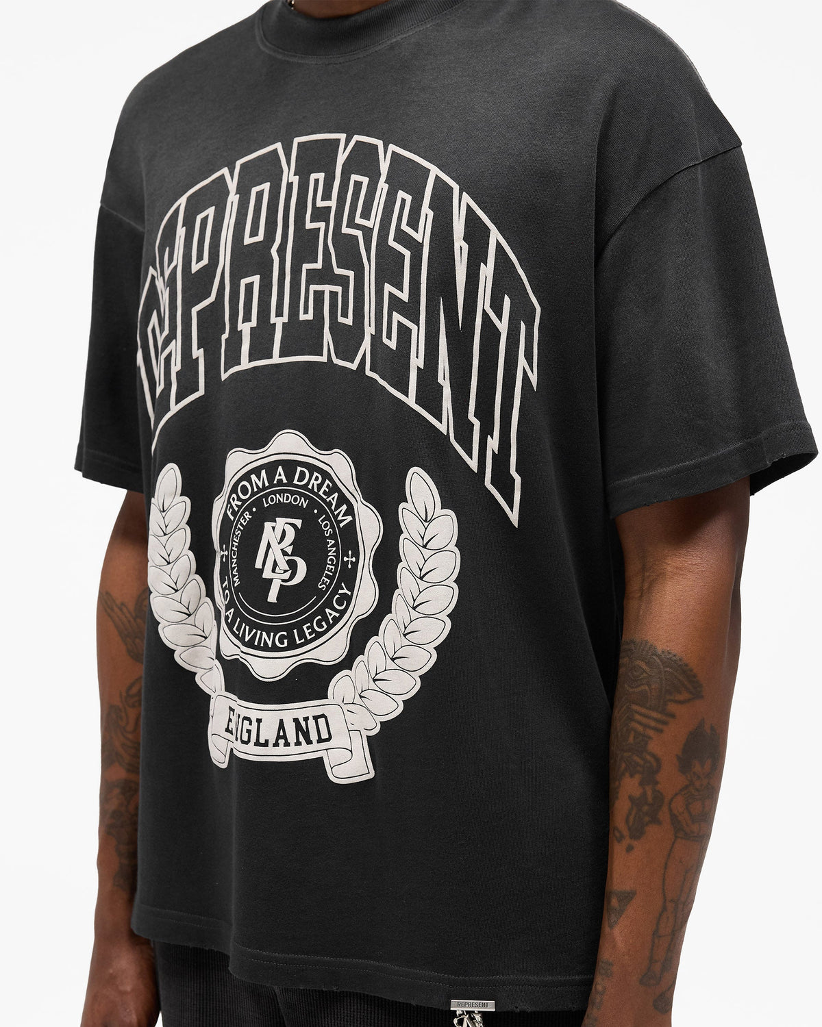 REPRESENT Legacy Crest T-Shirt - Stained Black