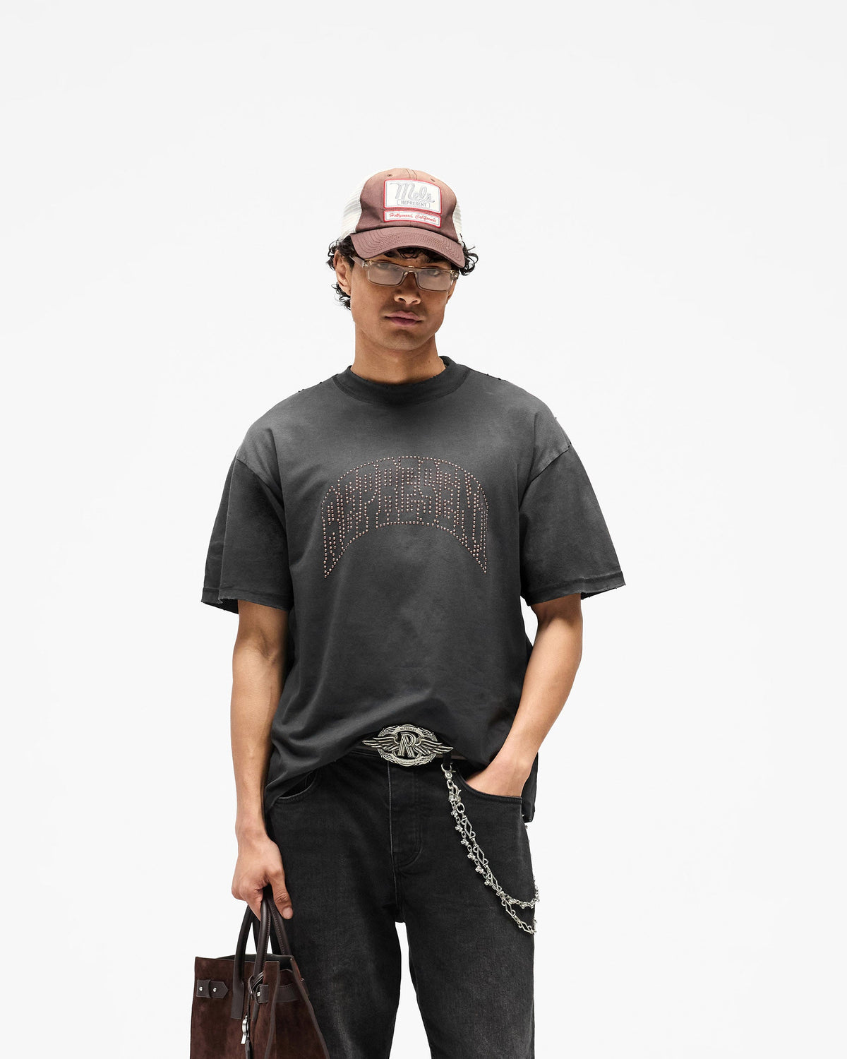 REPRESENT Embellished Represent T-Shirt - Stained Black