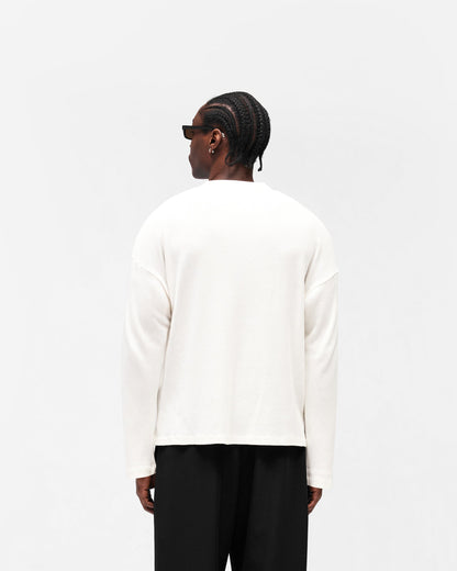 REPRESENT Initial Henley Waffle Long Sleeve T-Shirt - Flat White