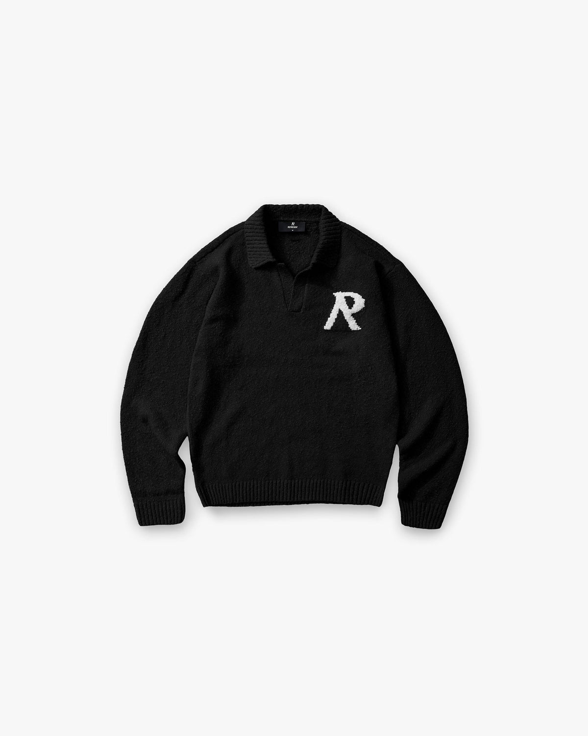 REPRESENT Knitted Boucle Polo - Jet Black