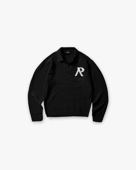 REPRESENT Knitted Boucle Polo - Jet Black