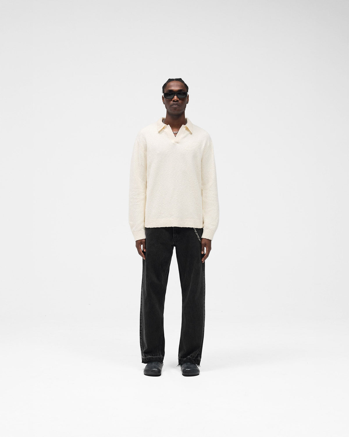 REPRESENT Knitted Polo - Aged White