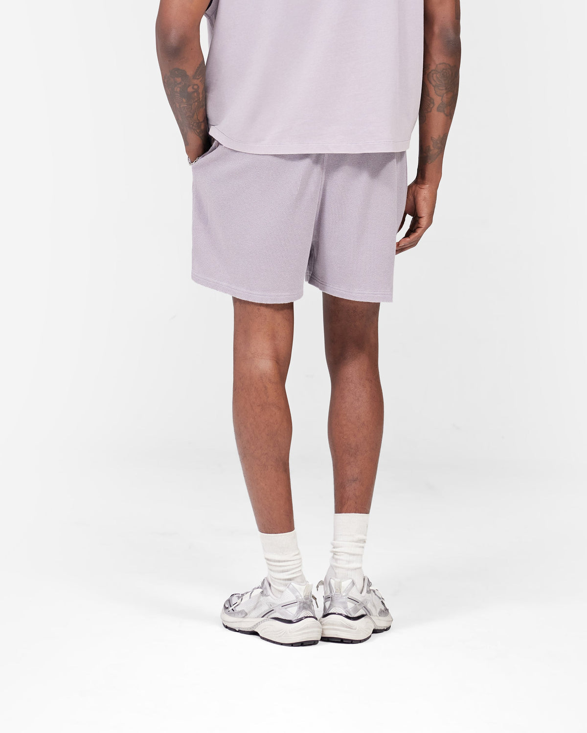 REPRESENT Initial Waffle Shorts- Mist