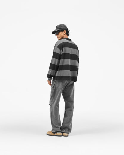 REPRESENT Represent Owners Club Rugby Stripe Top - Weathered Black
