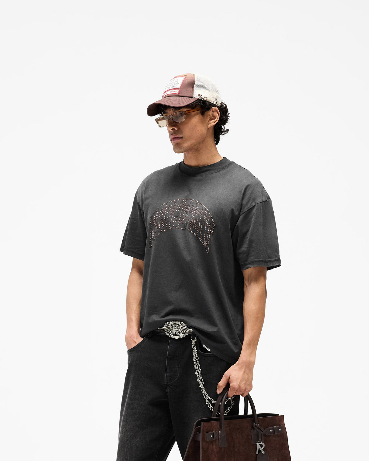 REPRESENT Embellished Represent T-Shirt - Stained Black