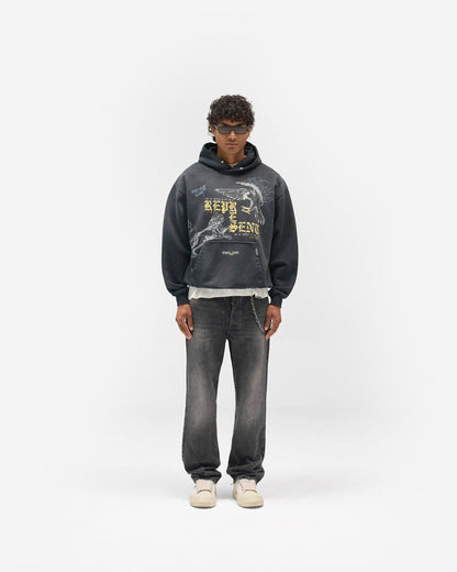 REPRESENT Enemy Hoodie - Washed Black